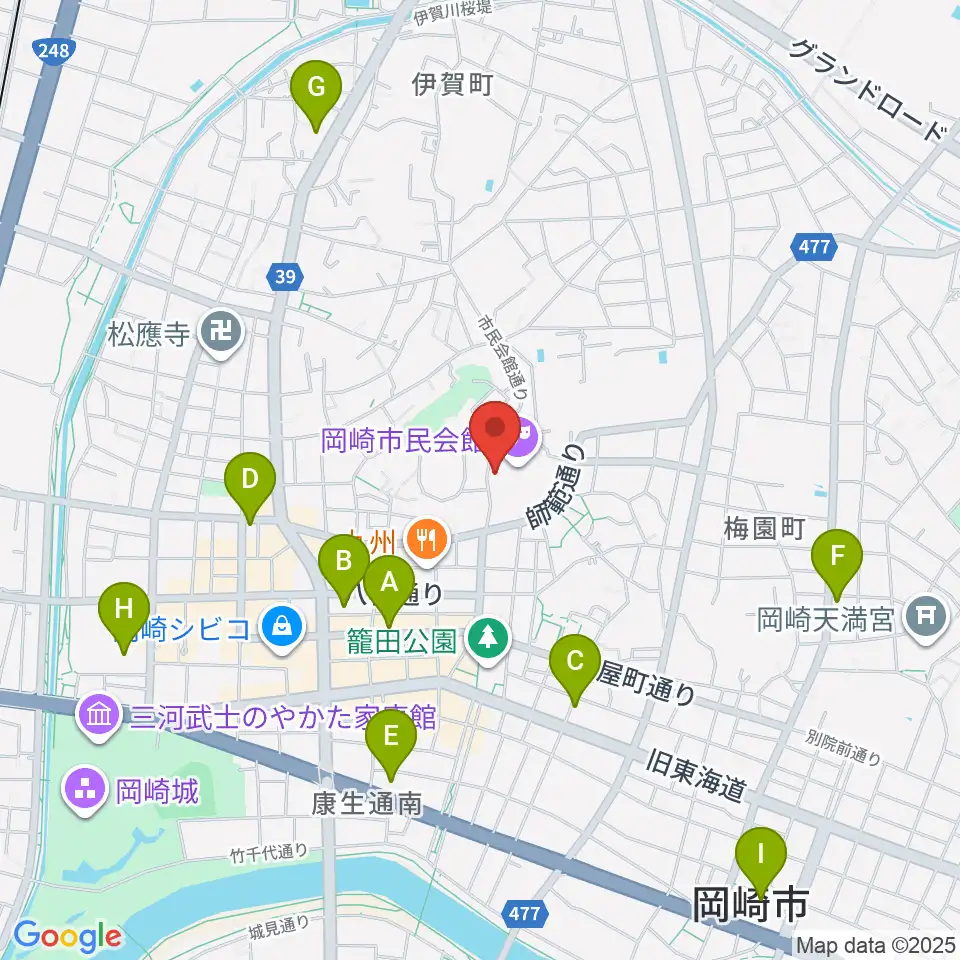 岡崎市甲山会館周辺のコンビニエンスストア一覧地図