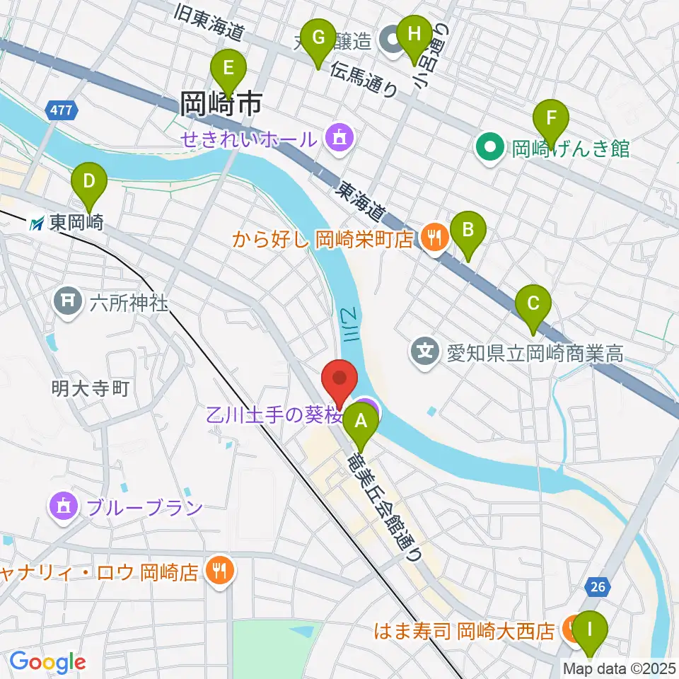 岡崎市竜美丘会館周辺のコンビニエンスストア一覧地図