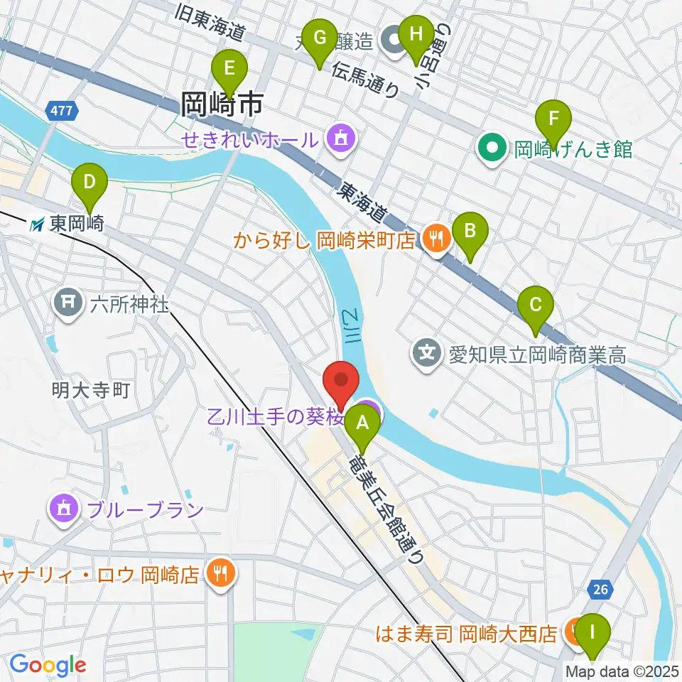 岡崎市竜美丘会館周辺のコンビニエンスストア一覧地図