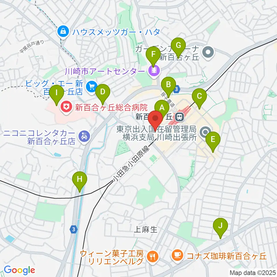 新百合トウェンティワンホール周辺のコンビニエンスストア一覧地図