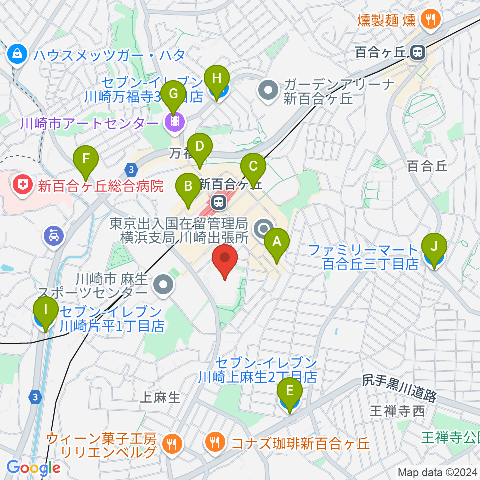 昭和音楽大学 ユリホール周辺のコンビニエンスストア一覧地図