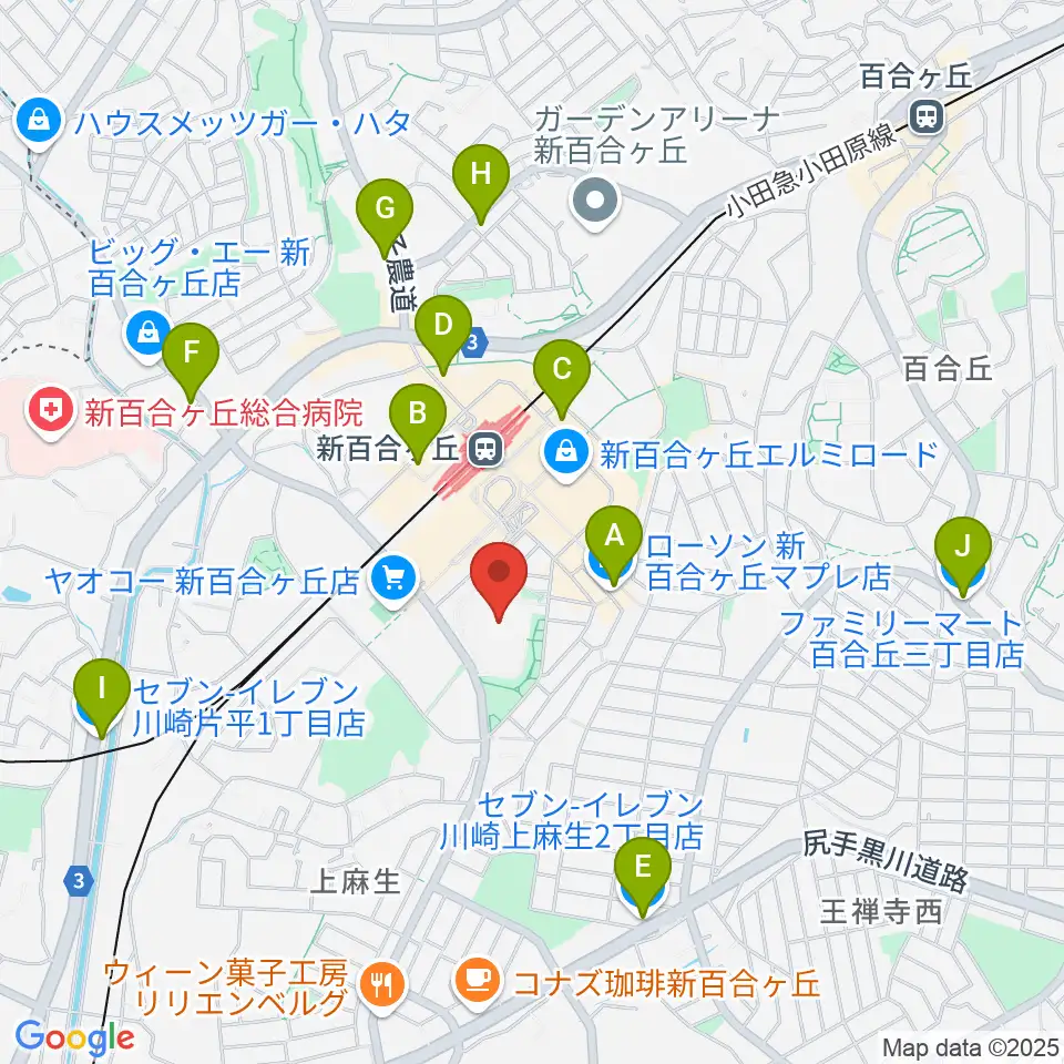 昭和音楽大学 ユリホール周辺のコンビニエンスストア一覧地図