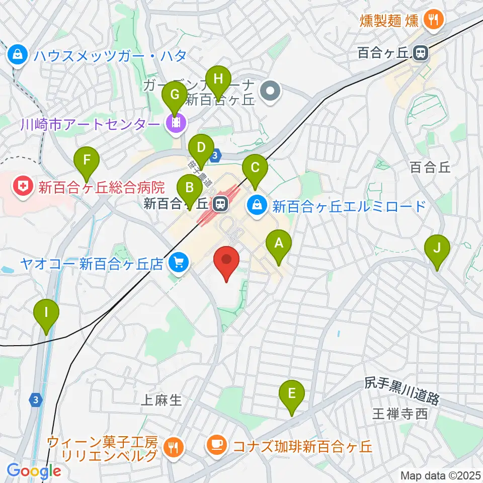 昭和音楽大学 ユリホール周辺のコンビニエンスストア一覧地図
