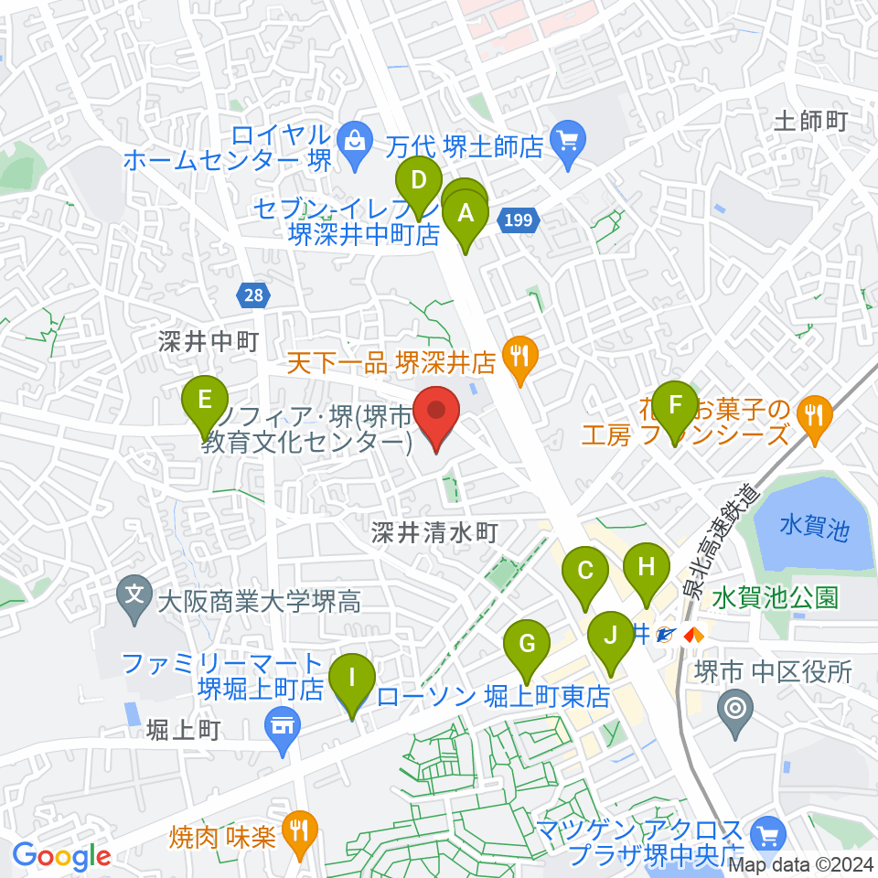 ソフィア・堺周辺のコンビニエンスストア一覧地図