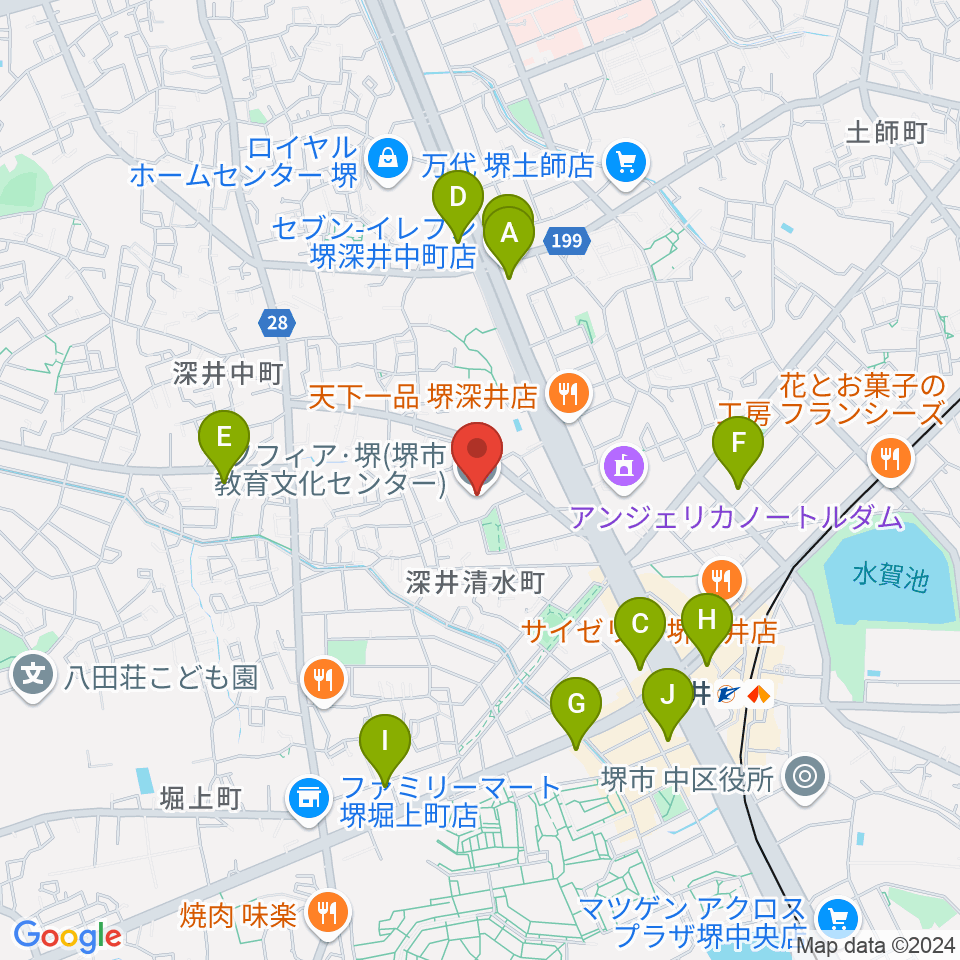 ソフィア・堺周辺のコンビニエンスストア一覧地図