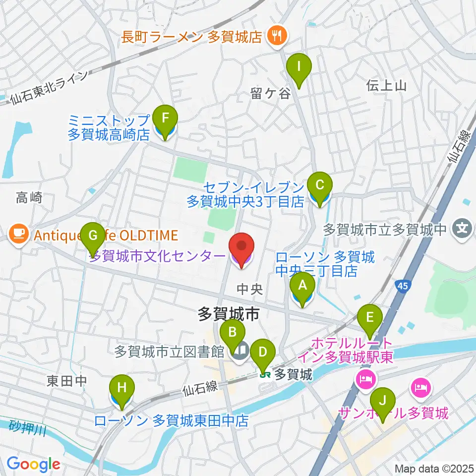 多賀城市民会館周辺のコンビニエンスストア一覧地図