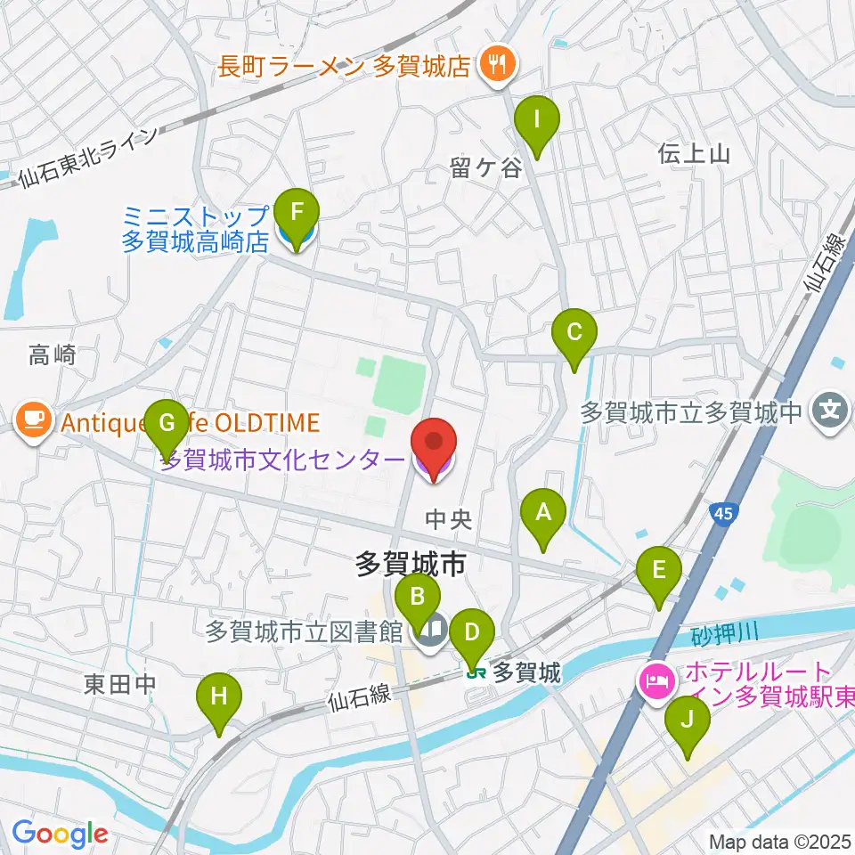 多賀城市民会館周辺のコンビニエンスストア一覧地図