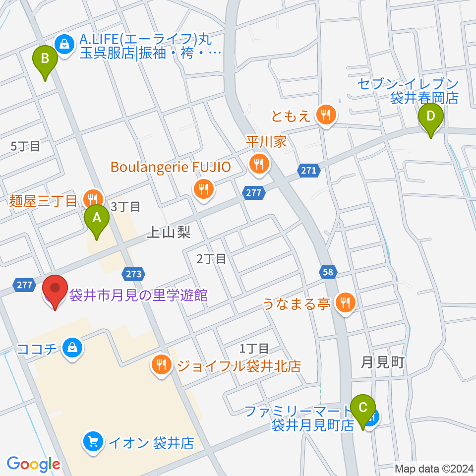 袋井市月見の里学遊館 うさぎホール周辺のコンビニエンスストア一覧地図