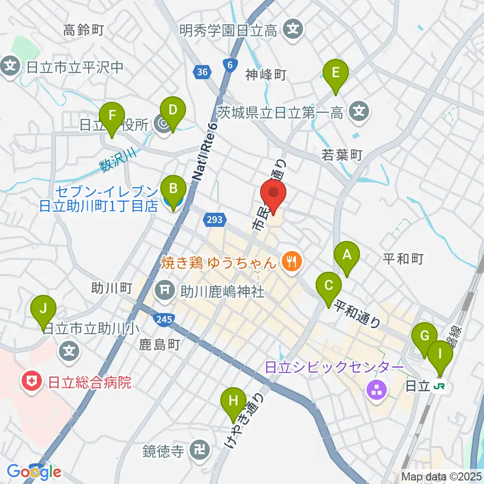 日立市民会館周辺のコンビニエンスストア一覧地図