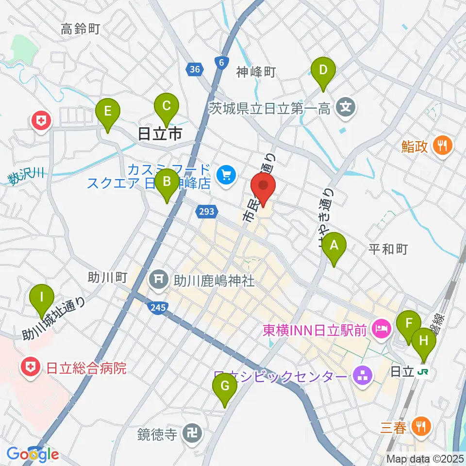 日立市民会館周辺のコンビニエンスストア一覧地図