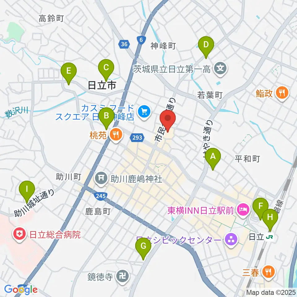 日立市民会館周辺のコンビニエンスストア一覧地図