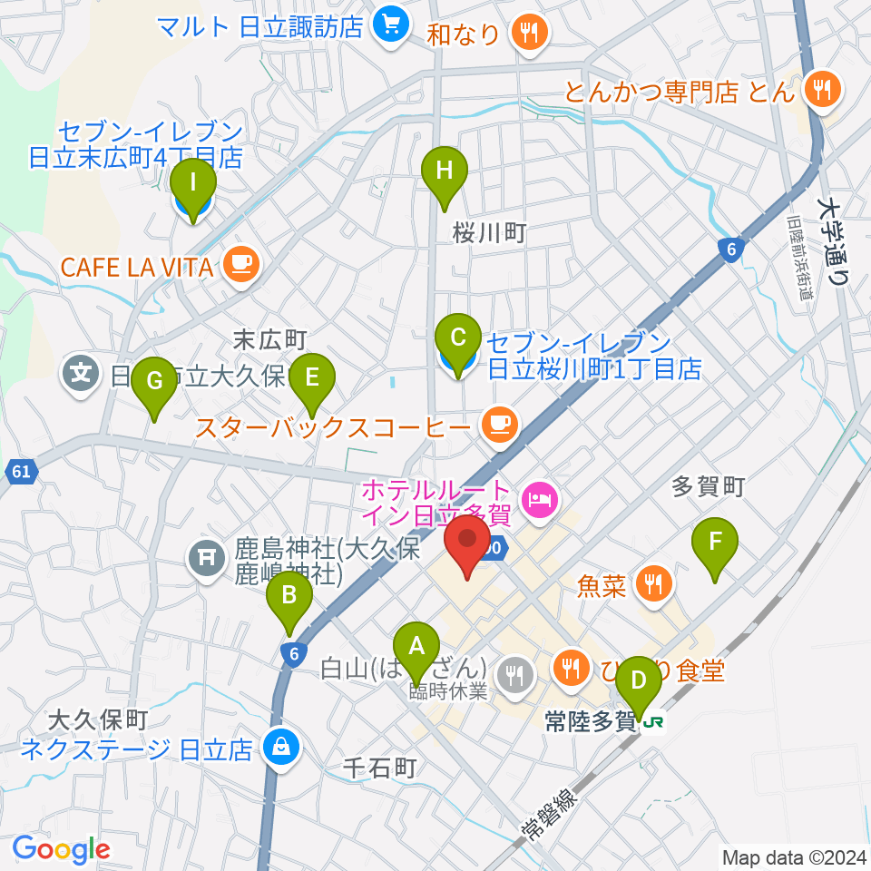 多賀市民会館周辺のコンビニエンスストア一覧地図