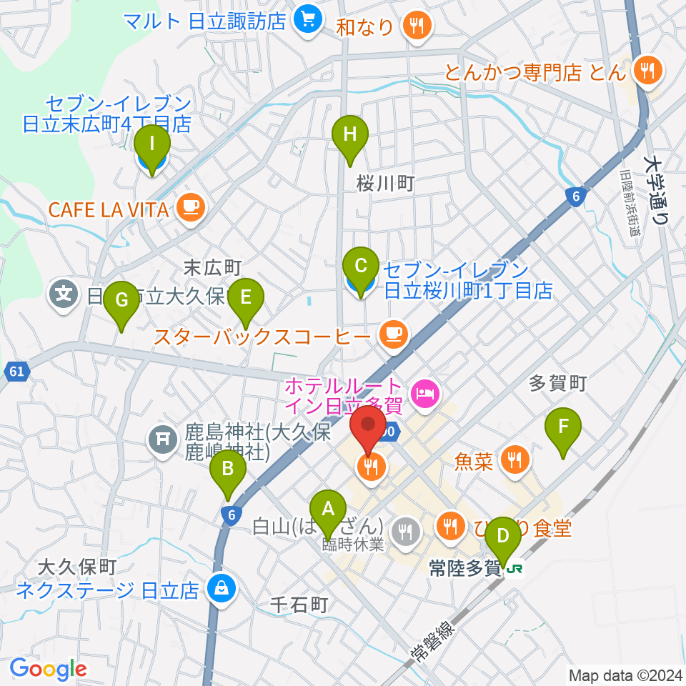 多賀市民会館周辺のコンビニエンスストア一覧地図