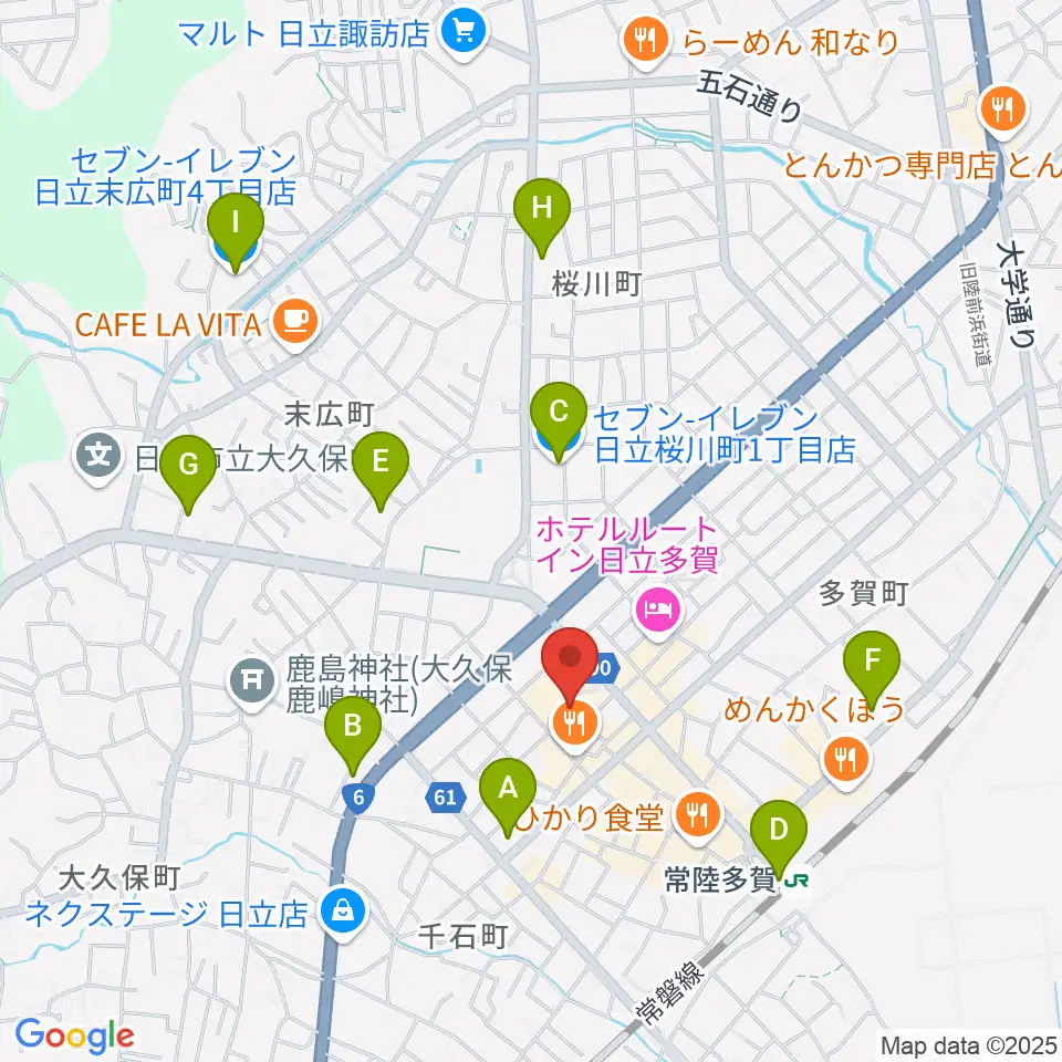 多賀市民会館周辺のコンビニエンスストア一覧地図