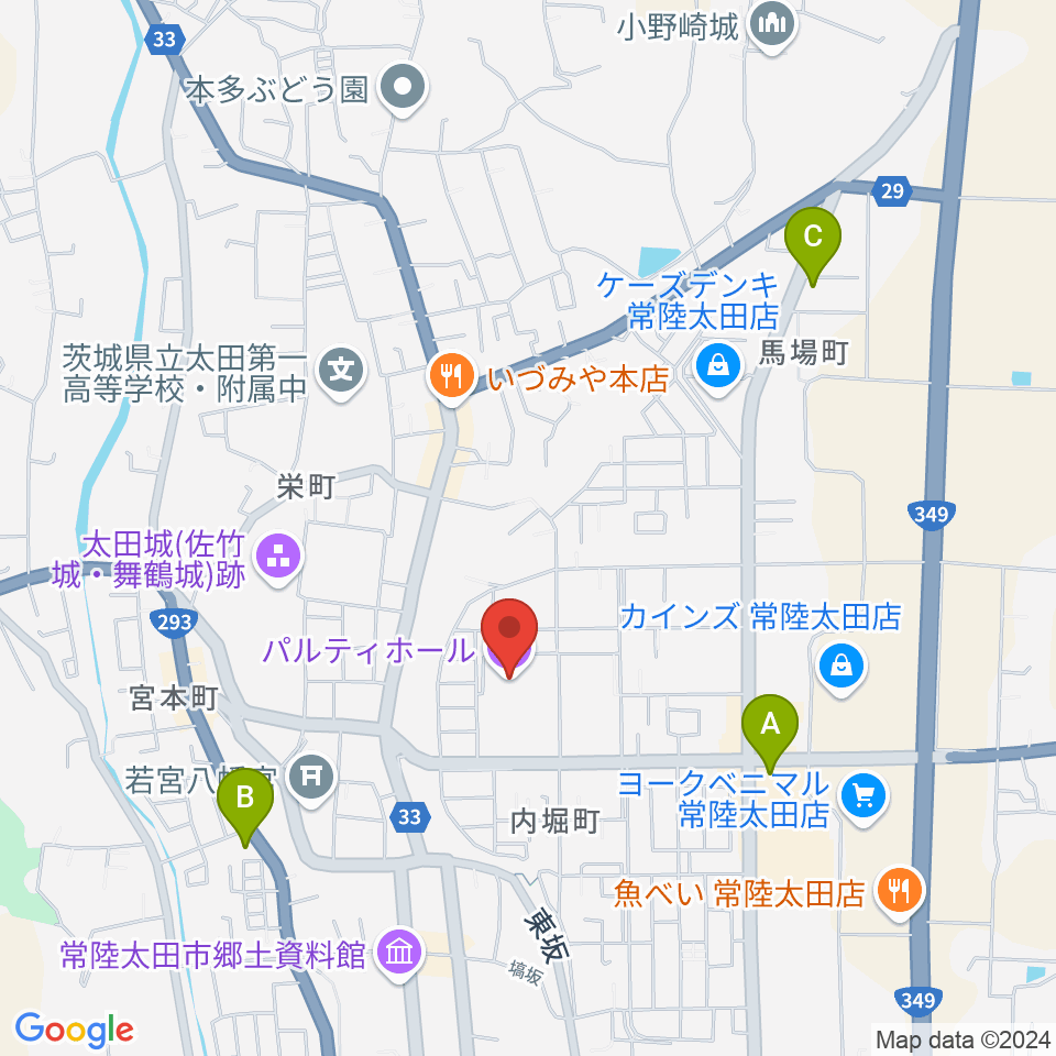 常陸太田市民交流センター パルティホール周辺のコンビニエンスストア一覧地図