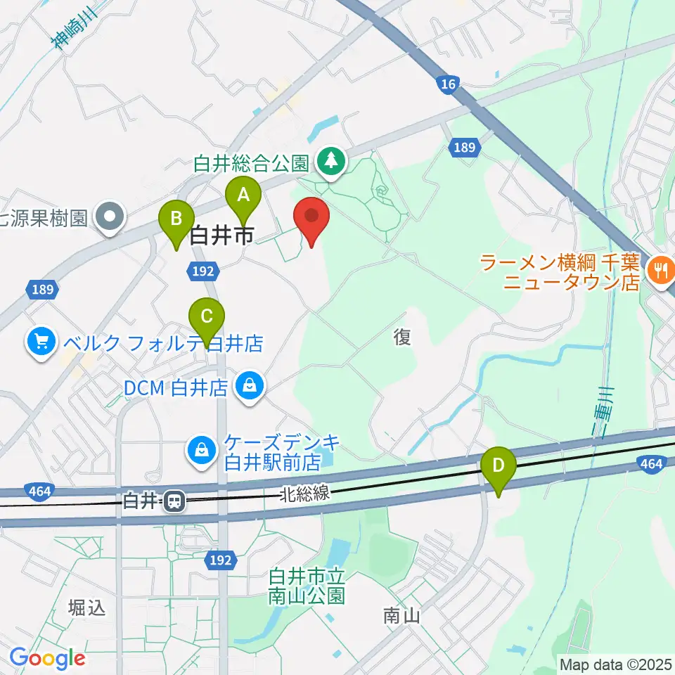白井市文化会館周辺のコンビニエンスストア一覧地図