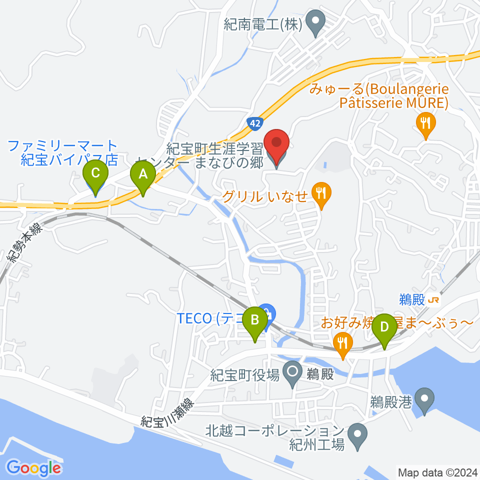 紀宝町生涯学習センター まなびの郷周辺のコンビニエンスストア一覧地図