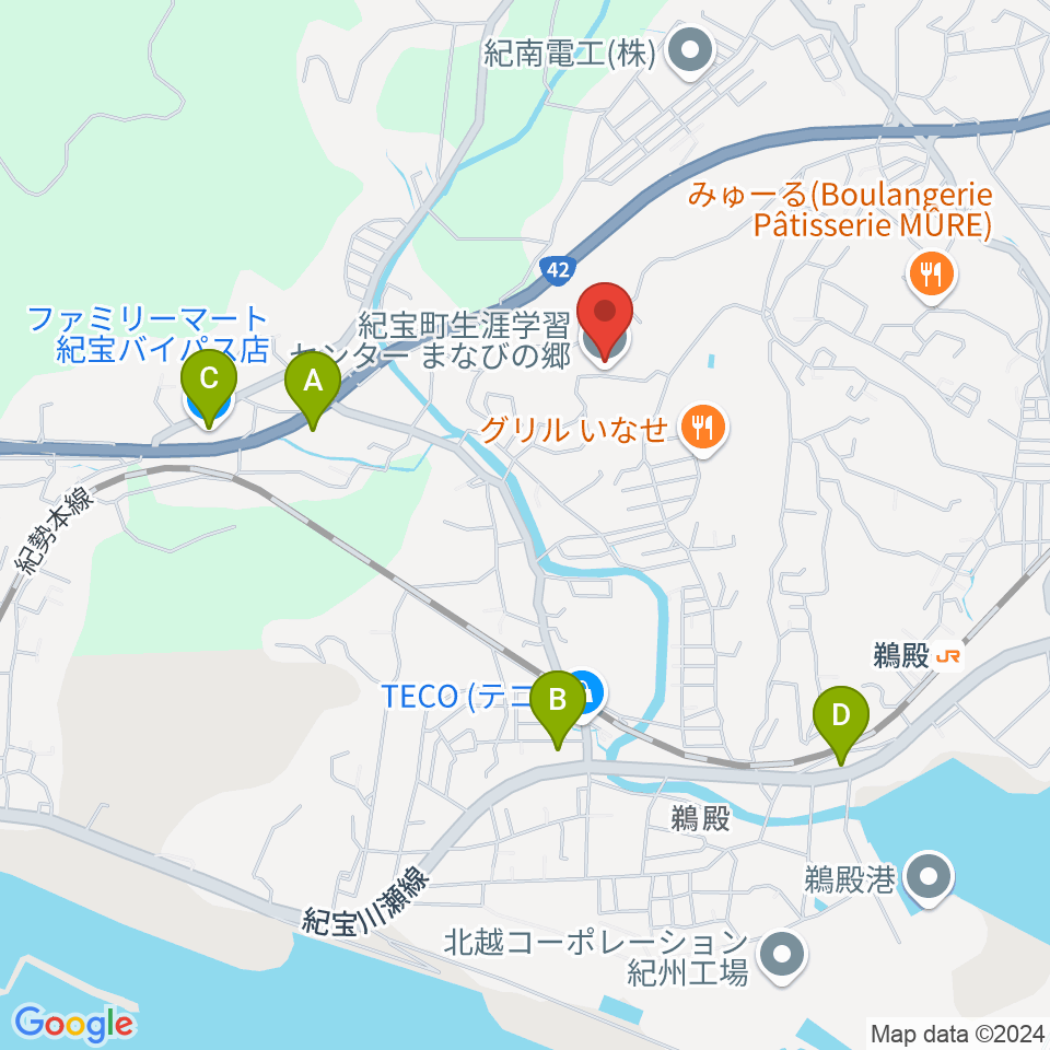 紀宝町生涯学習センター まなびの郷周辺のコンビニエンスストア一覧地図