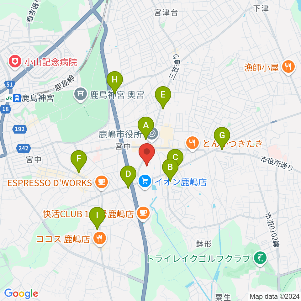 高正U&Iセンターホール周辺のコンビニエンスストア一覧地図