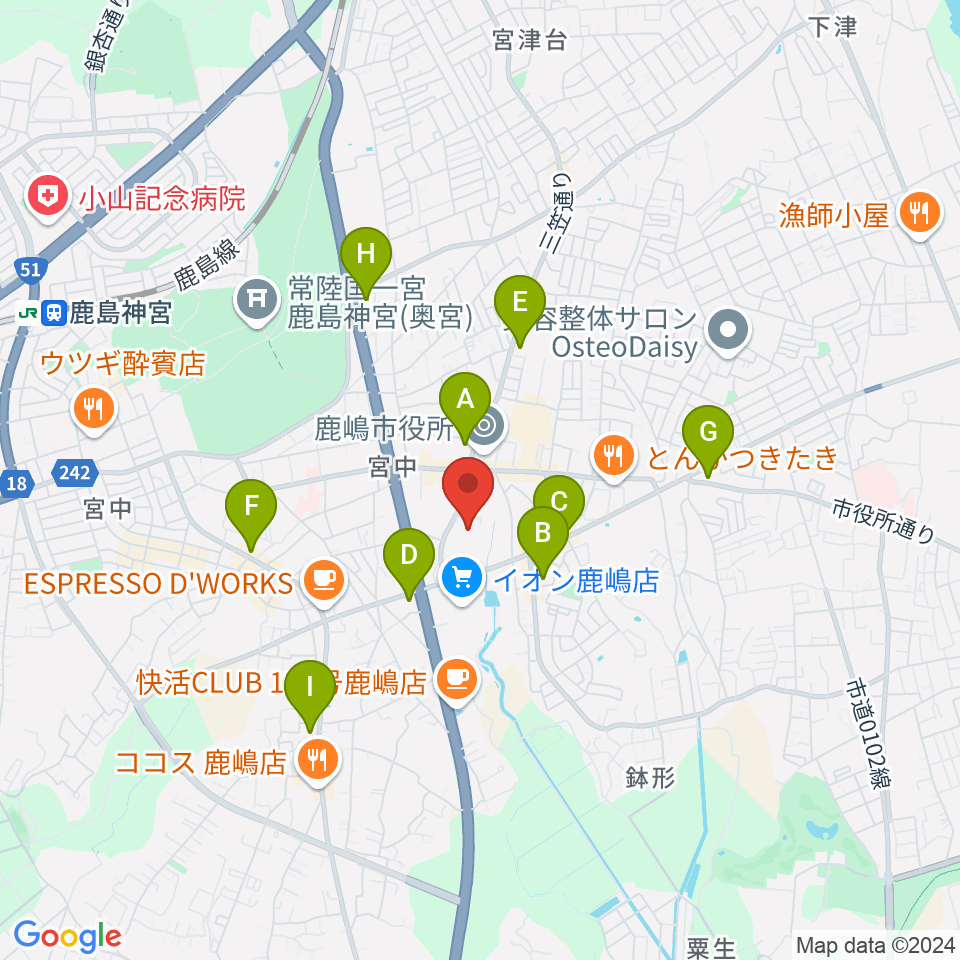 高正U&Iセンターホール周辺のコンビニエンスストア一覧地図