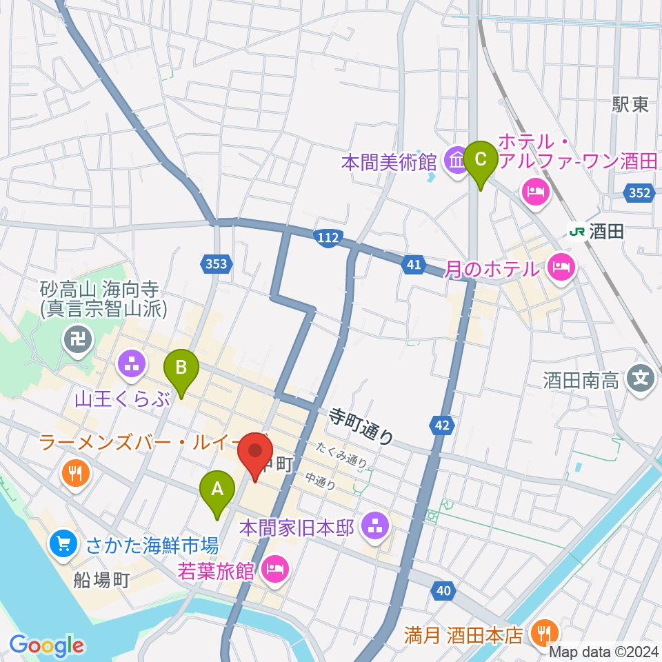 酒田hope周辺のコンビニエンスストア一覧地図