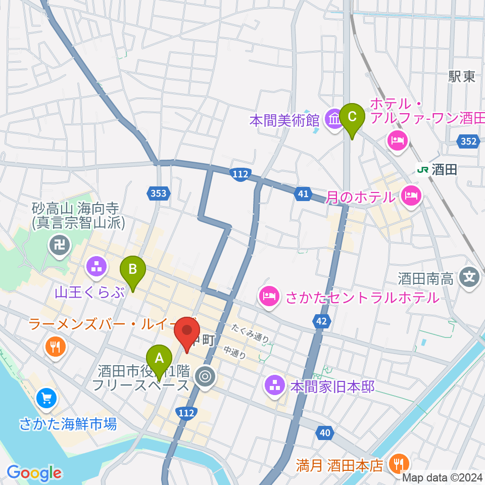 酒田hope周辺のコンビニエンスストア一覧地図