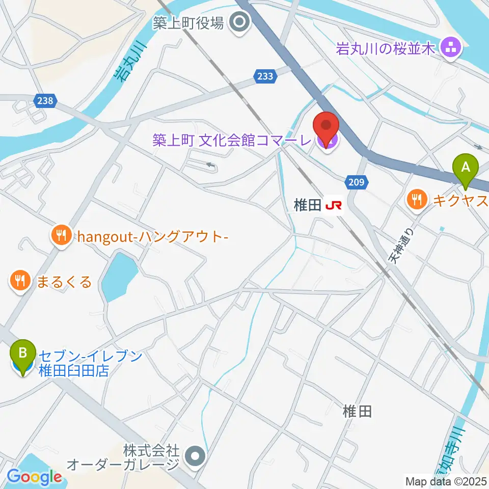 築上町文化会館コマーレ周辺のコンビニエンスストア一覧地図
