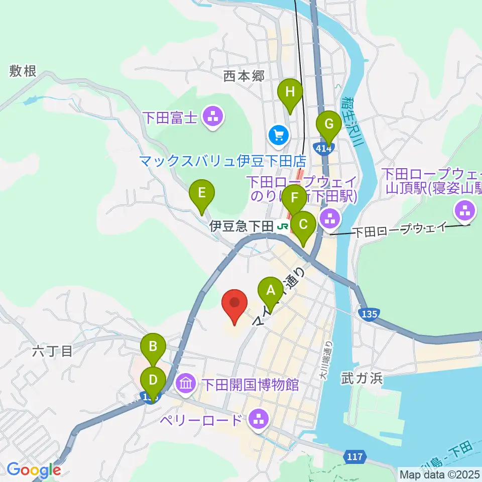 下田市民文化会館周辺のコンビニエンスストア一覧地図