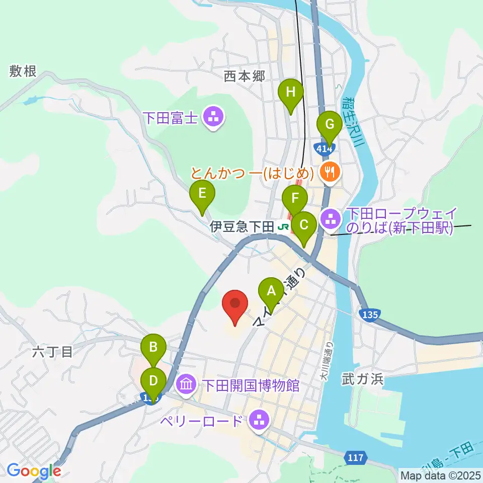 下田市民文化会館周辺のコンビニエンスストア一覧地図