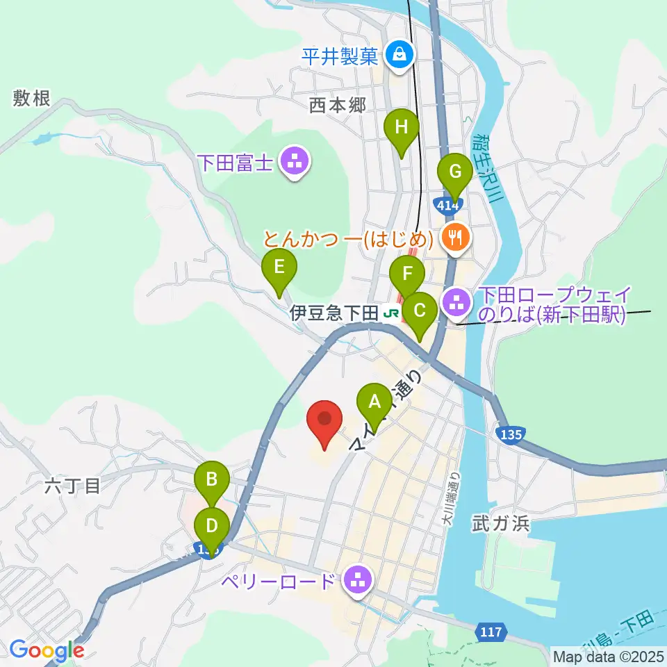 下田市民文化会館周辺のコンビニエンスストア一覧地図