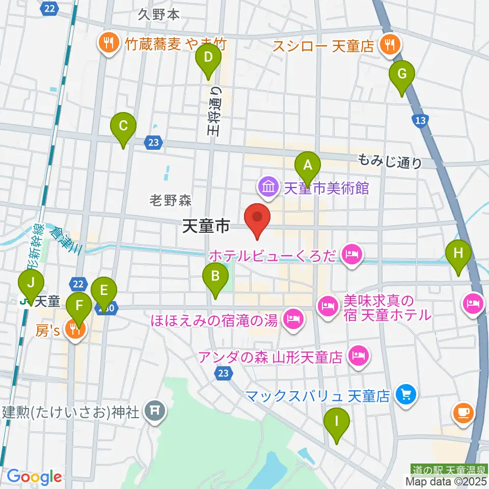 天童市市民文化会館周辺のコンビニエンスストア一覧地図