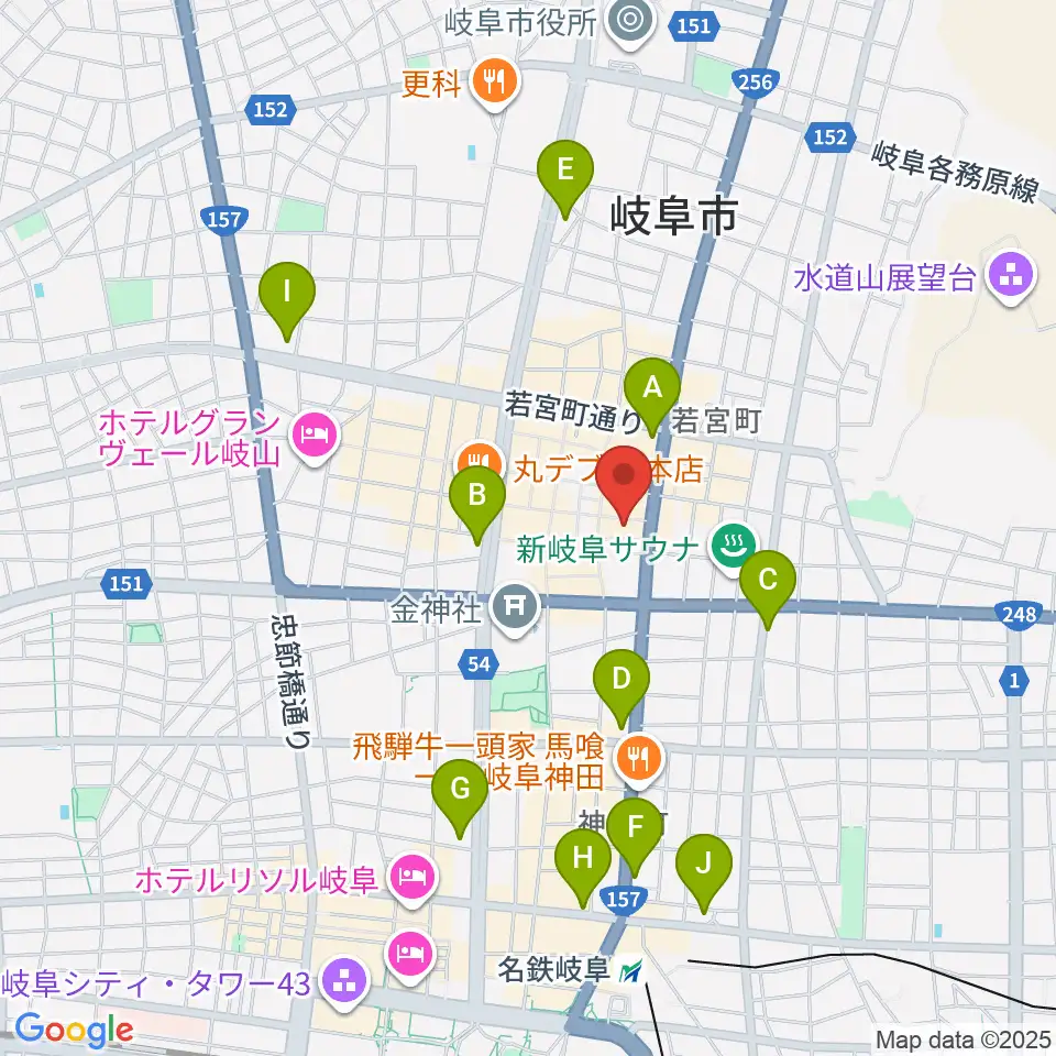 岐阜club-G周辺のコンビニエンスストア一覧地図