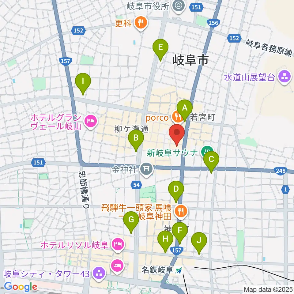 岐阜club-G周辺のコンビニエンスストア一覧地図