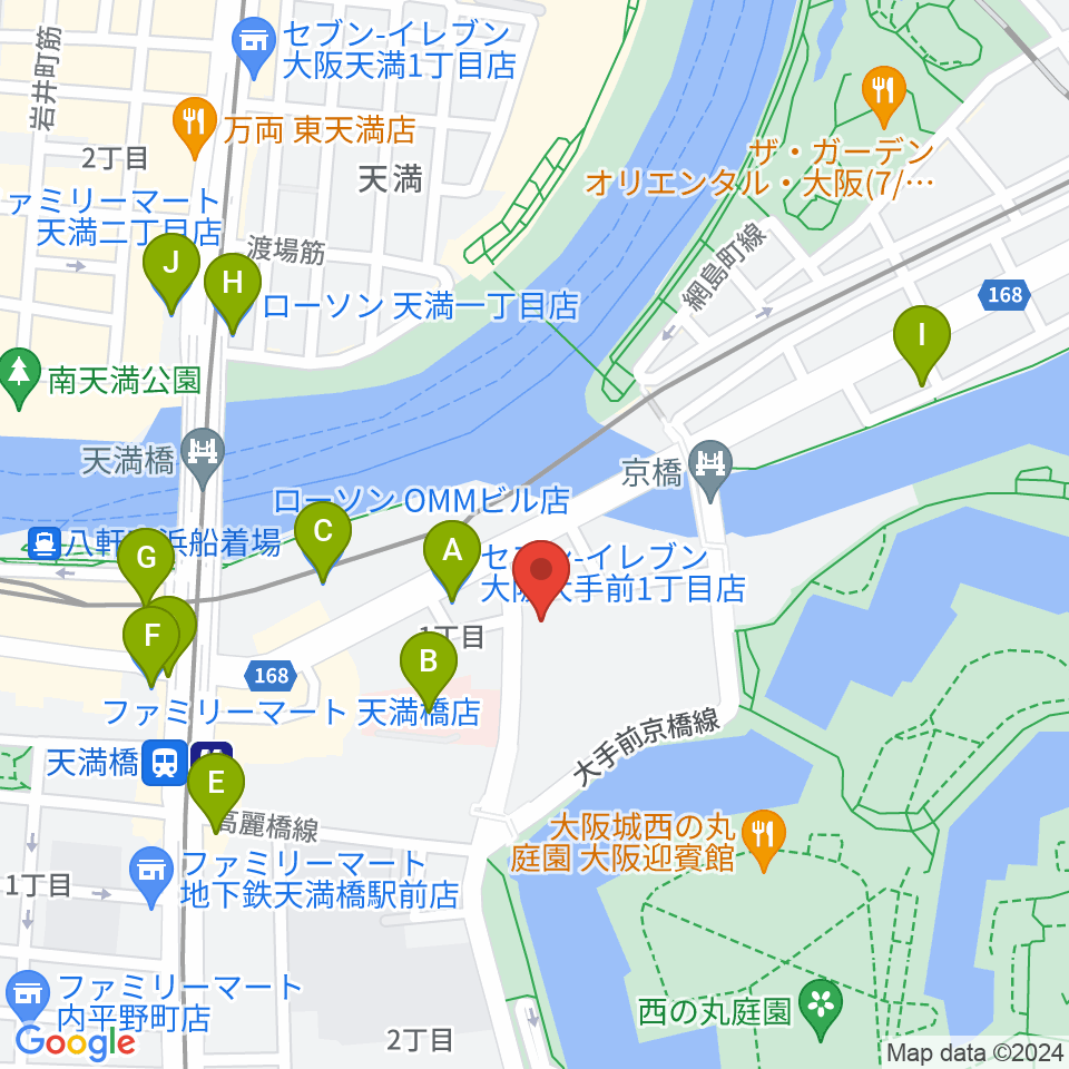 大阪ドーンセンター周辺のコンビニエンスストア一覧地図