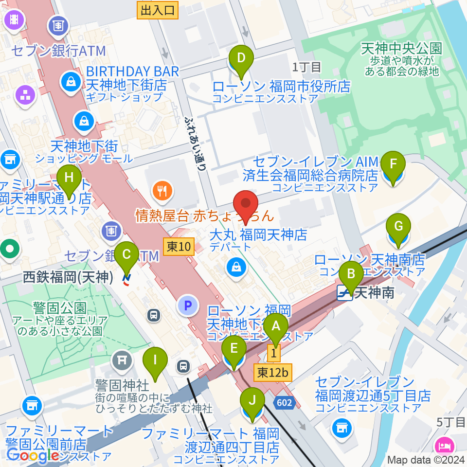 TKPエルガーラホール周辺のコンビニエンスストア一覧地図