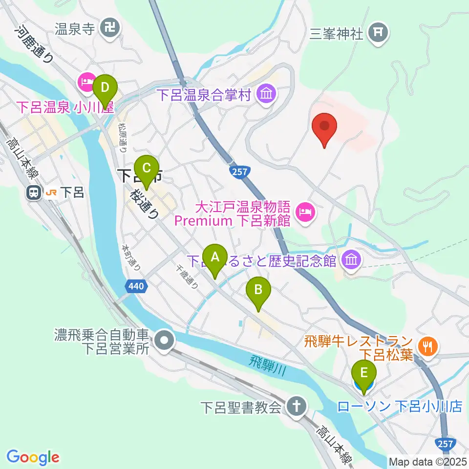 下呂交流会館アクティブ周辺のコンビニエンスストア一覧地図