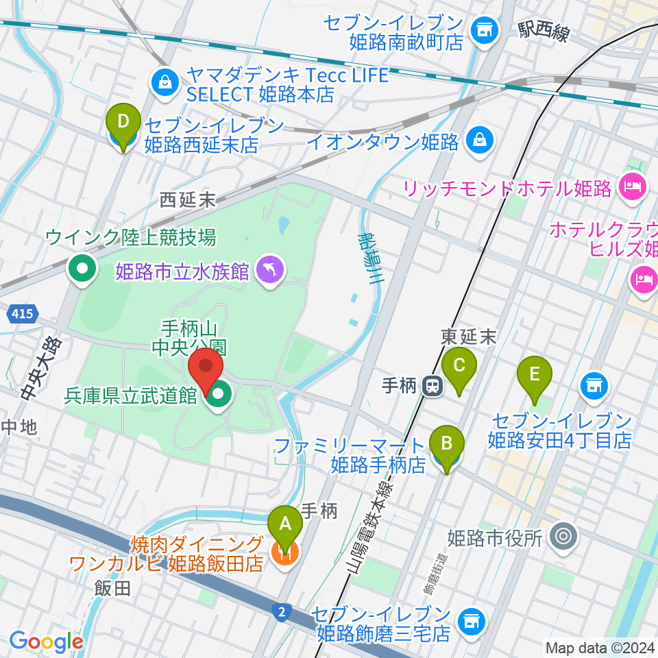 兵庫県立武道館周辺のコンビニエンスストア一覧地図