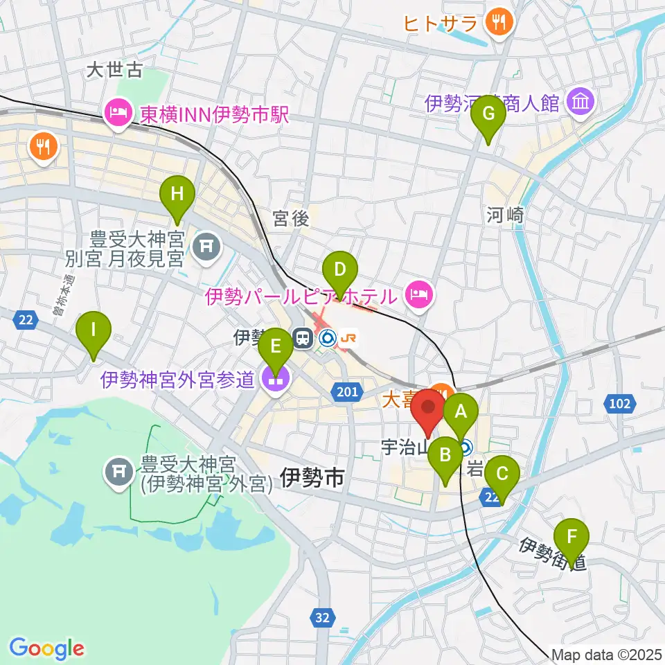 シンフォニアテクノロジー響ホール伊勢周辺のコンビニエンスストア一覧地図