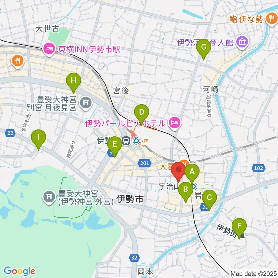 シンフォニアテクノロジー響ホール伊勢周辺のコンビニエンスストア一覧地図