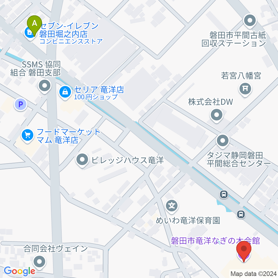 磐田市竜洋なぎの木会館周辺のコンビニエンスストア一覧地図