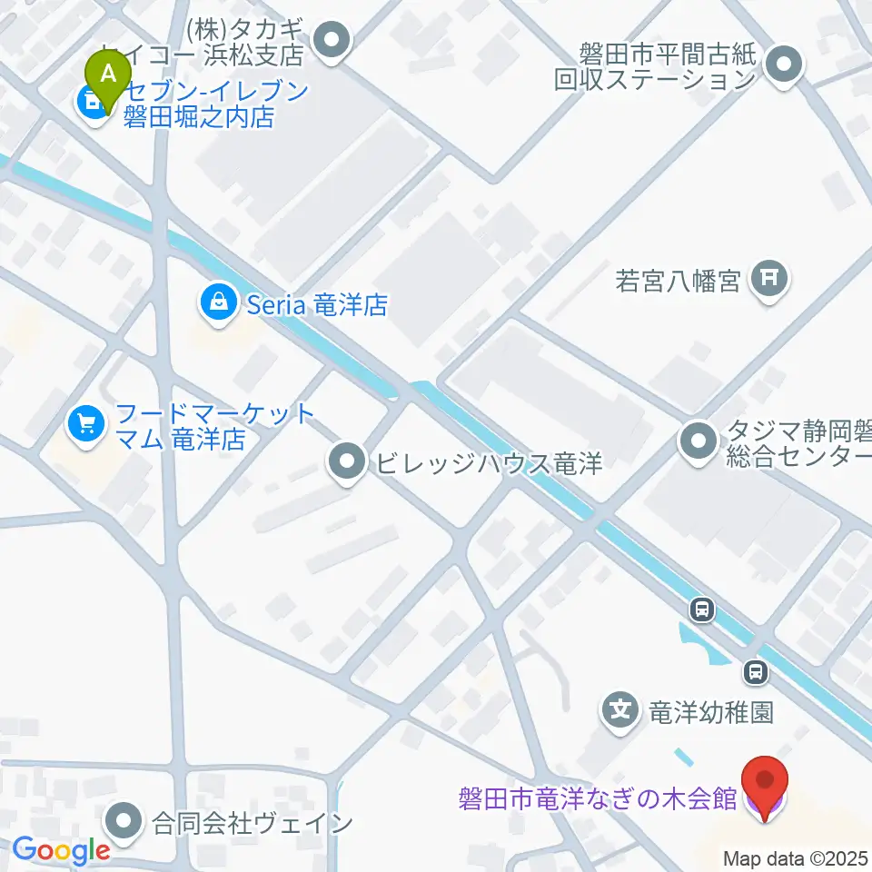磐田市竜洋なぎの木会館周辺のコンビニエンスストア一覧地図