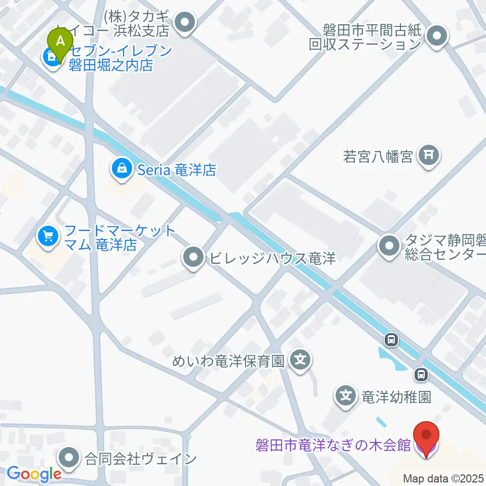 磐田市竜洋なぎの木会館周辺のコンビニエンスストア一覧地図