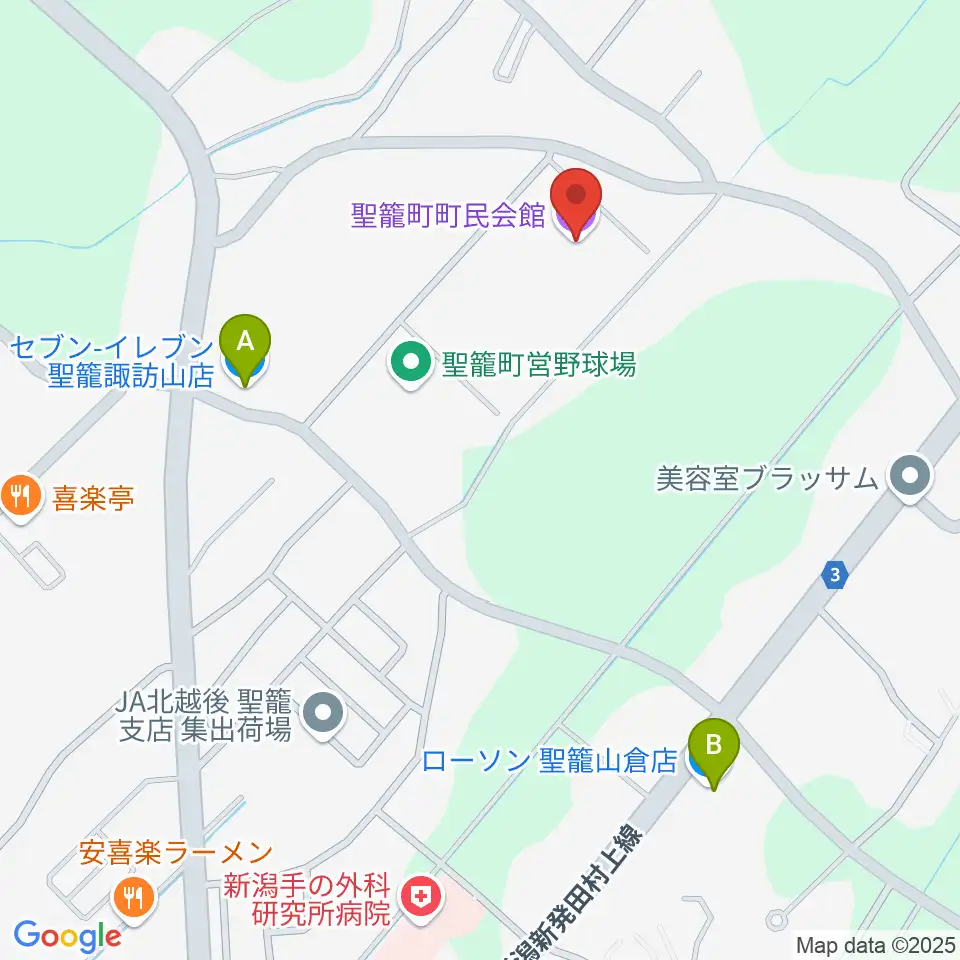 聖籠町文化会館周辺のコンビニエンスストア一覧地図
