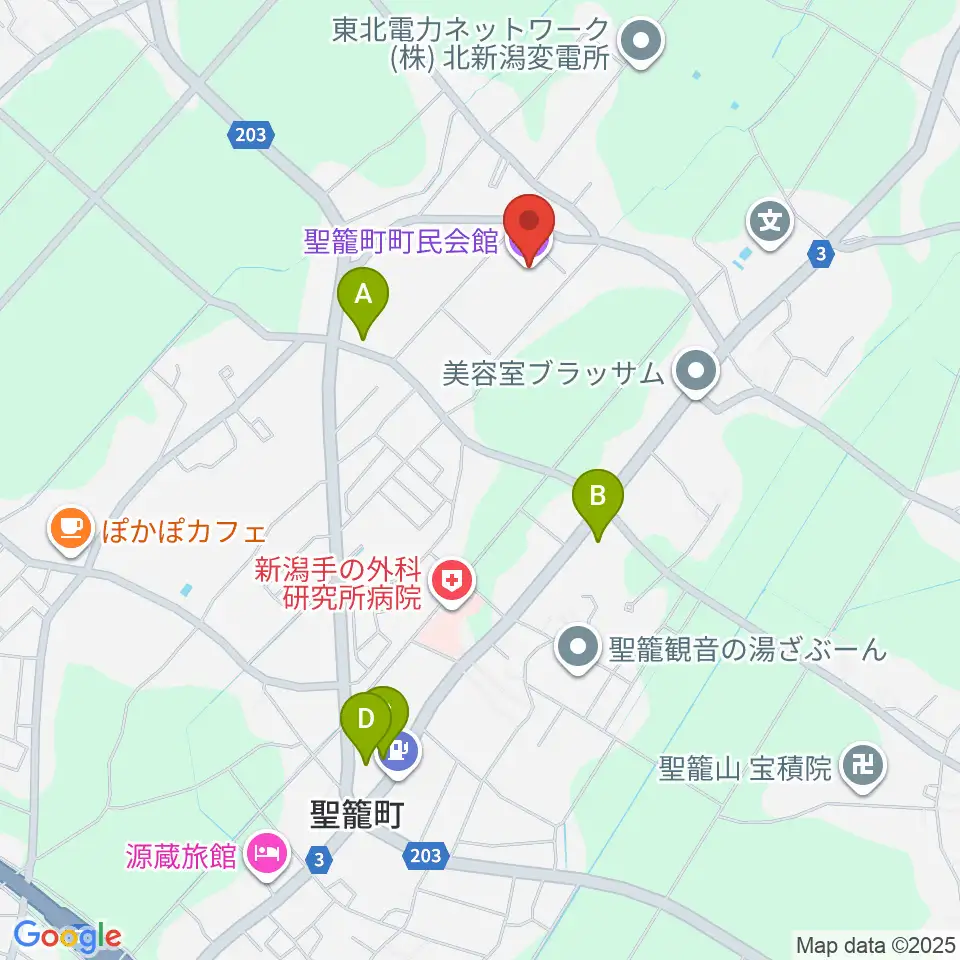 聖籠町文化会館周辺のコンビニエンスストア一覧地図