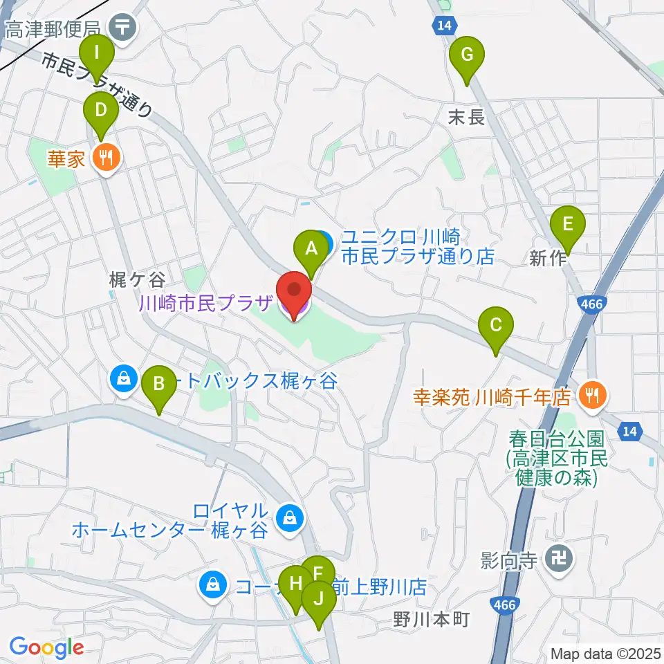 川崎市民プラザ周辺のコンビニエンスストア一覧地図