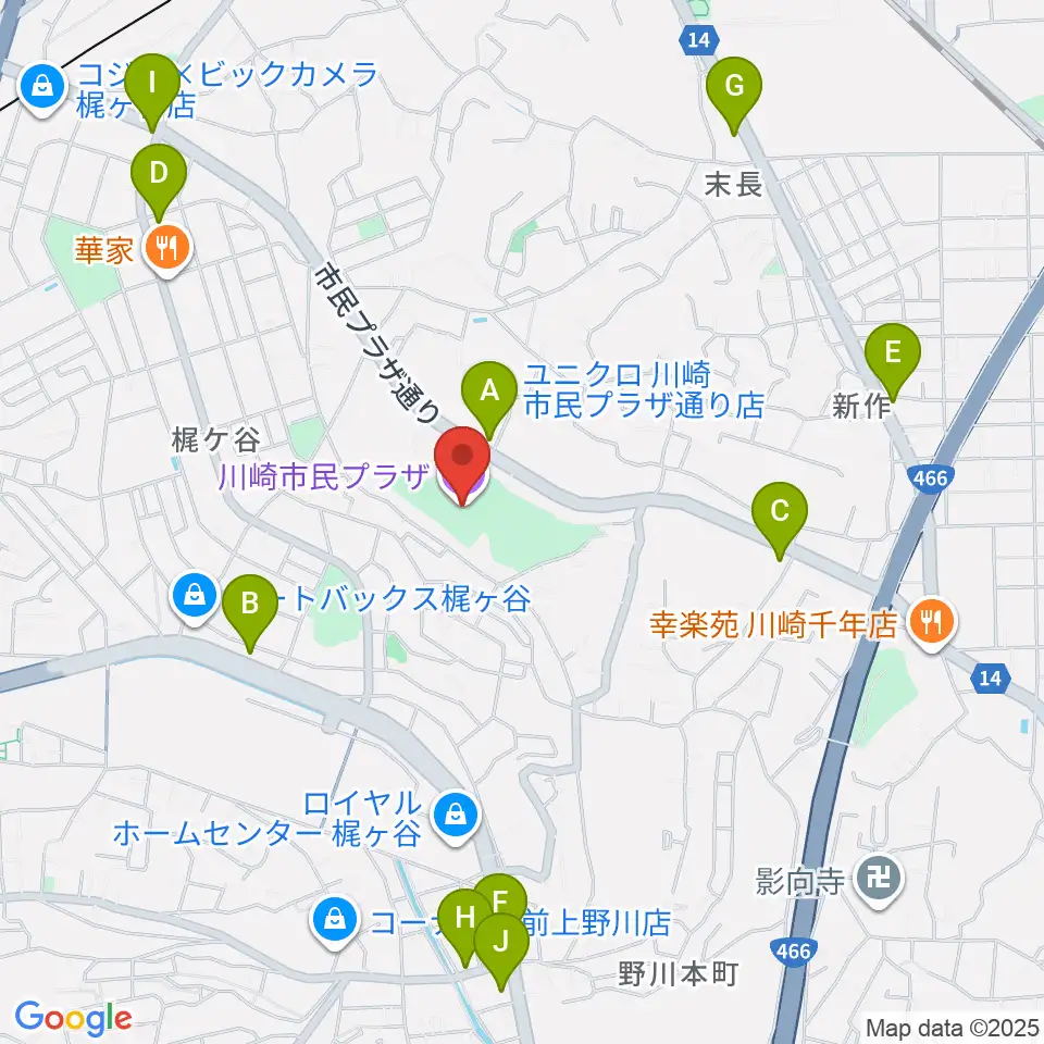 川崎市民プラザ周辺のコンビニエンスストア一覧地図