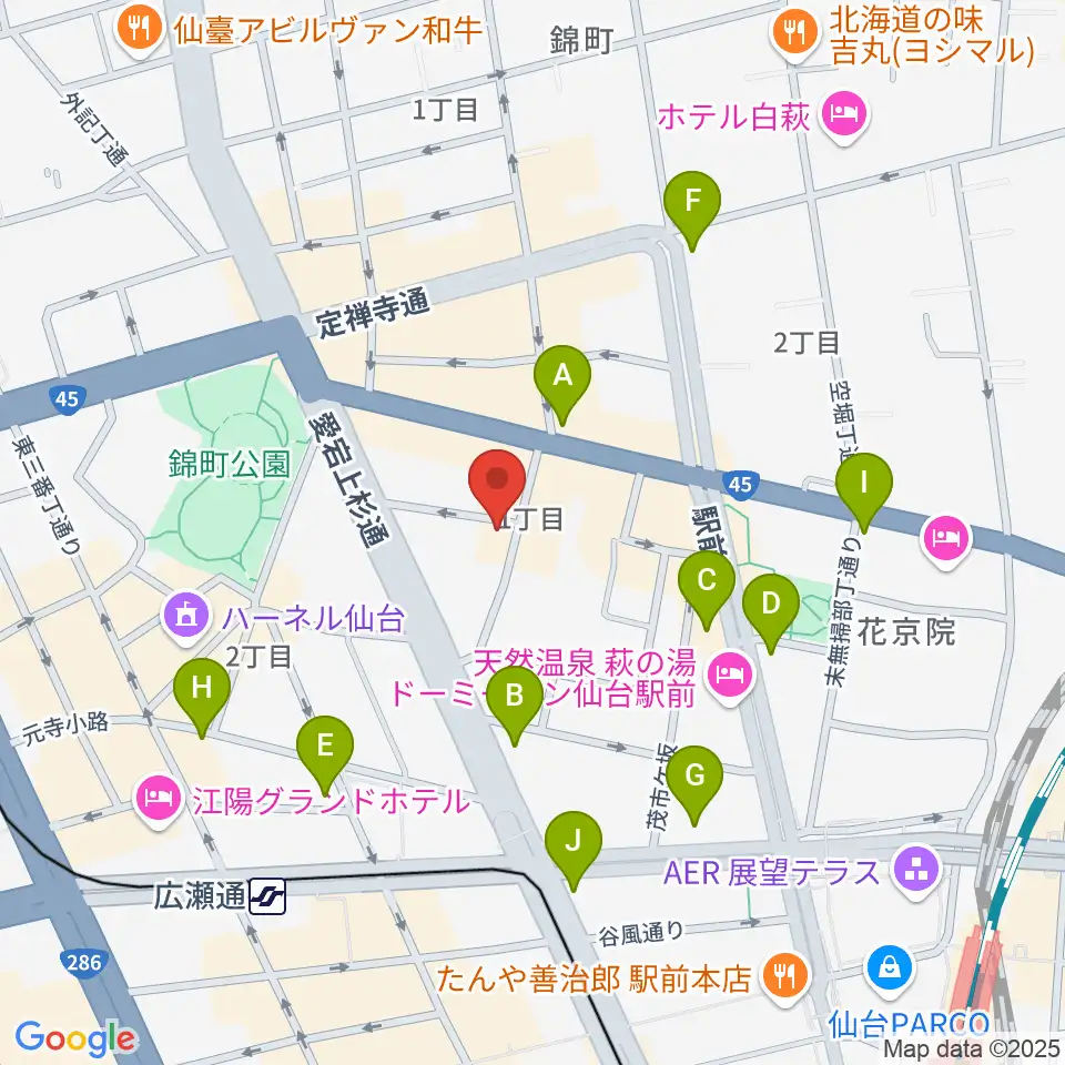 仙台スペースゼロ周辺のコンビニエンスストア一覧地図