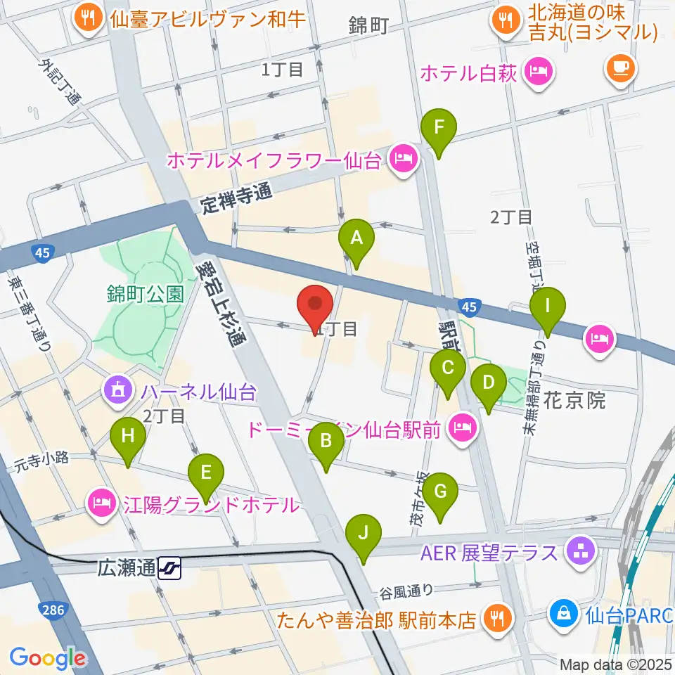 仙台スペースゼロ周辺のコンビニエンスストア一覧地図