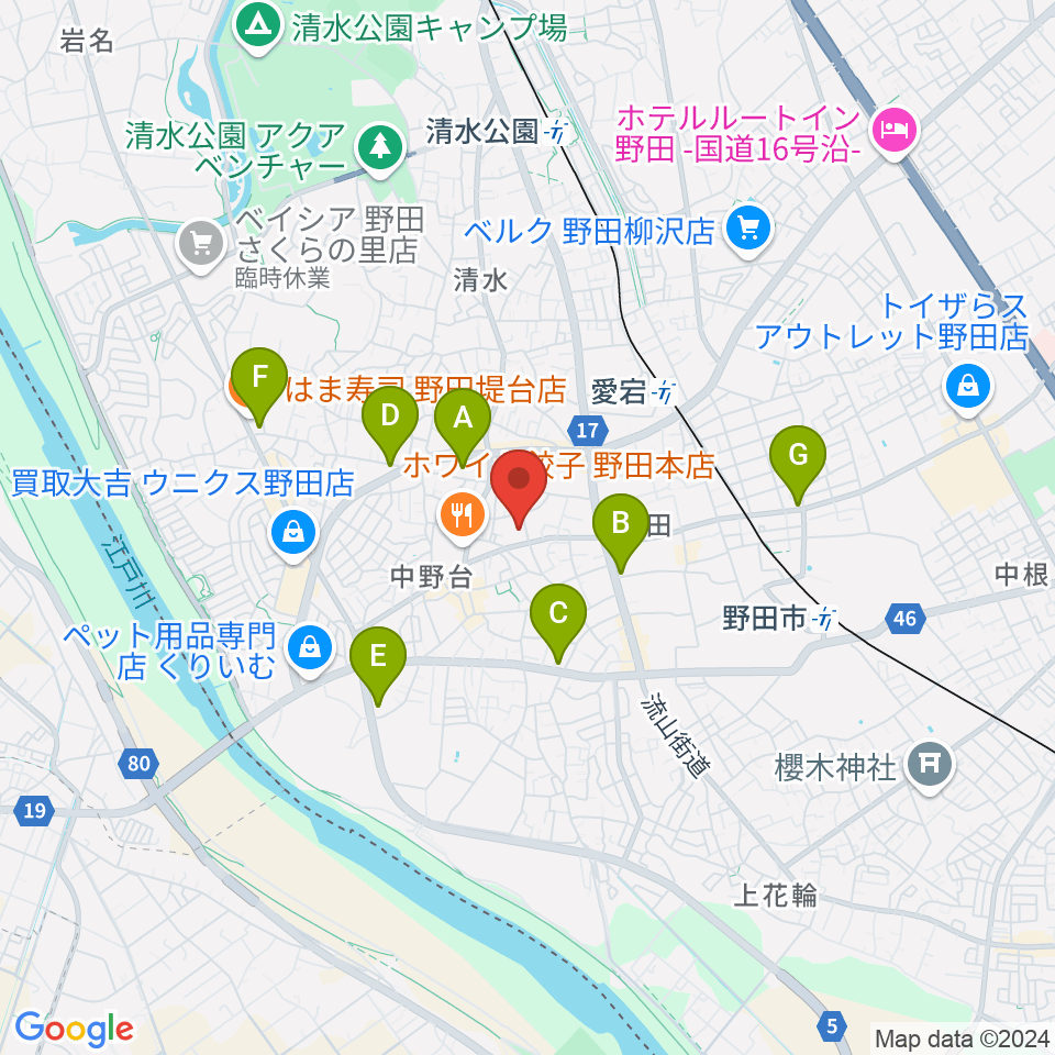 欅のホール周辺のコンビニエンスストア一覧地図