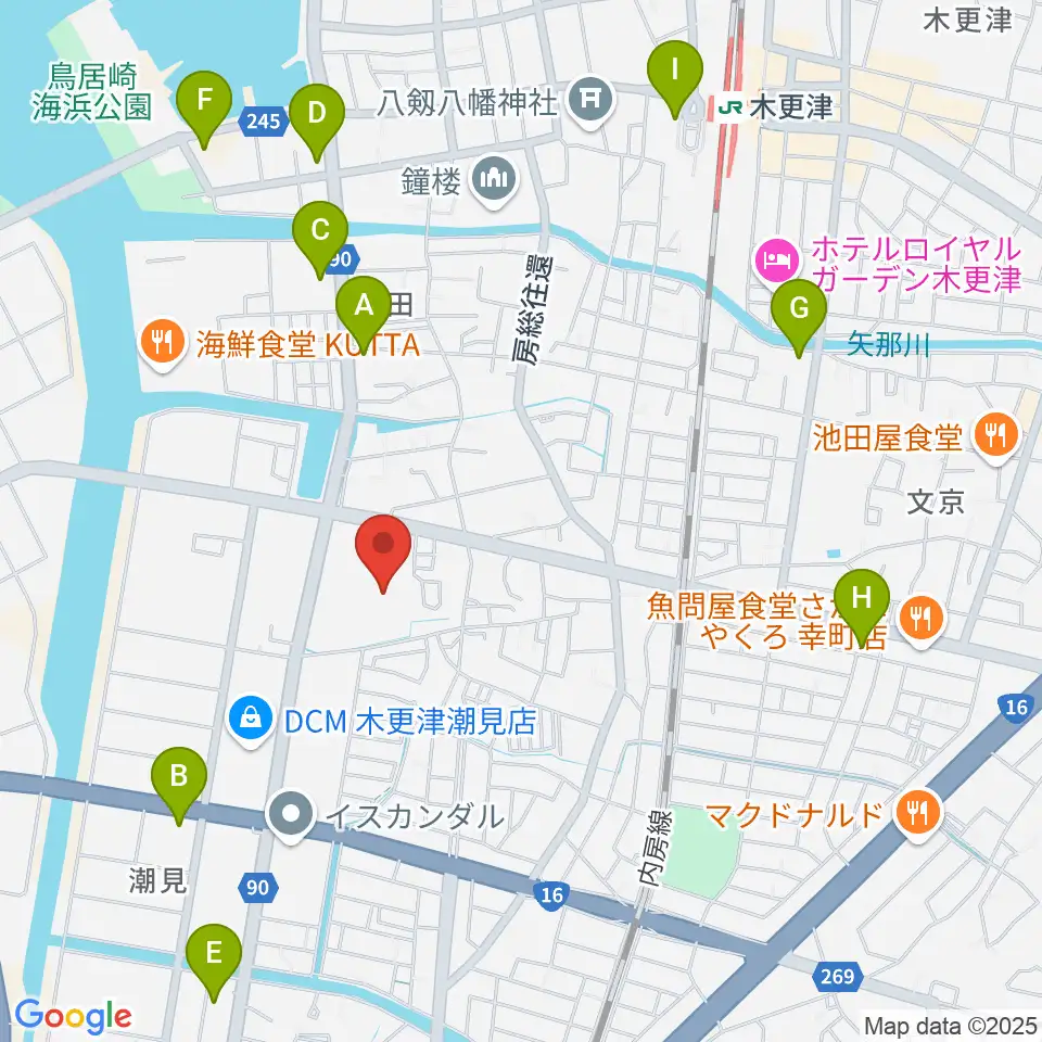 木更津市民会館周辺のコンビニエンスストア一覧地図